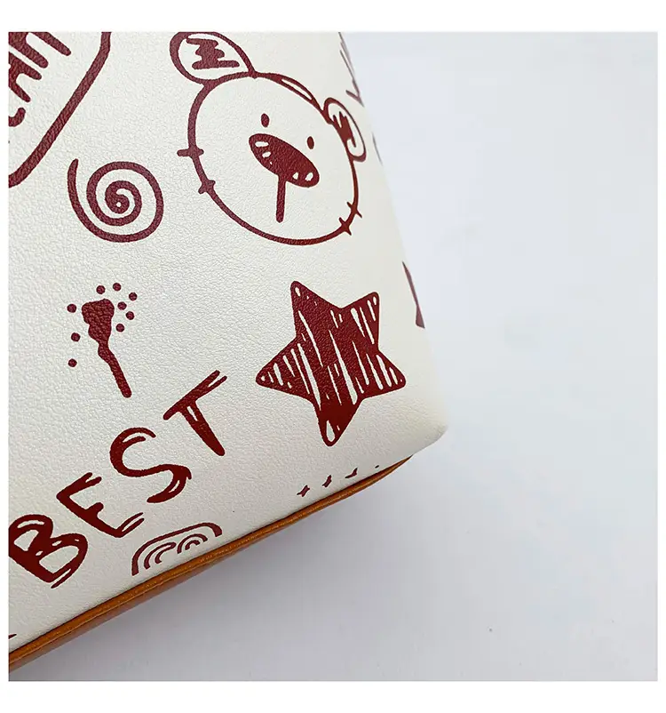 Women Cartoon Print Cartoon Tote Bag Black White — feature 9