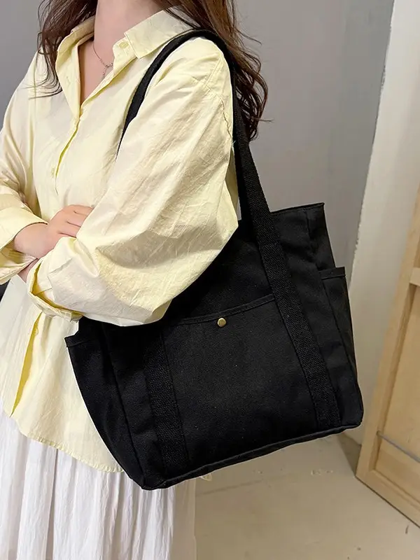 Canvas College Bag Large Capacity Shoulder Bag - Image 4