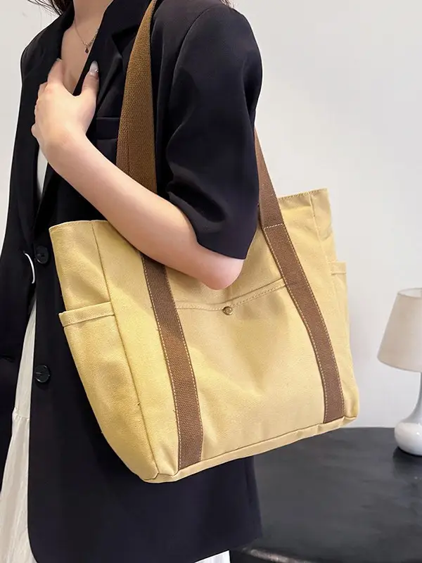 Canvas College Bag Large Capacity Shoulder Bag - Image 5