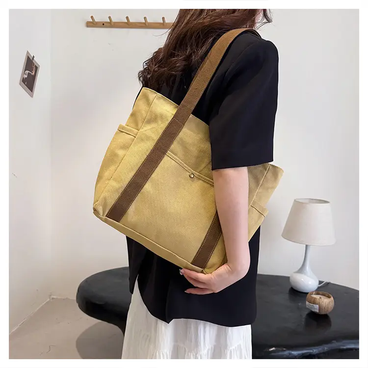 Canvas College Bag Large Capacity Shoulder Bag — feature 22