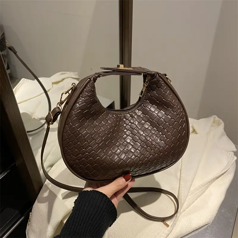 Brown Crocodile Leather Shoulder Bag 2024 - Image 6