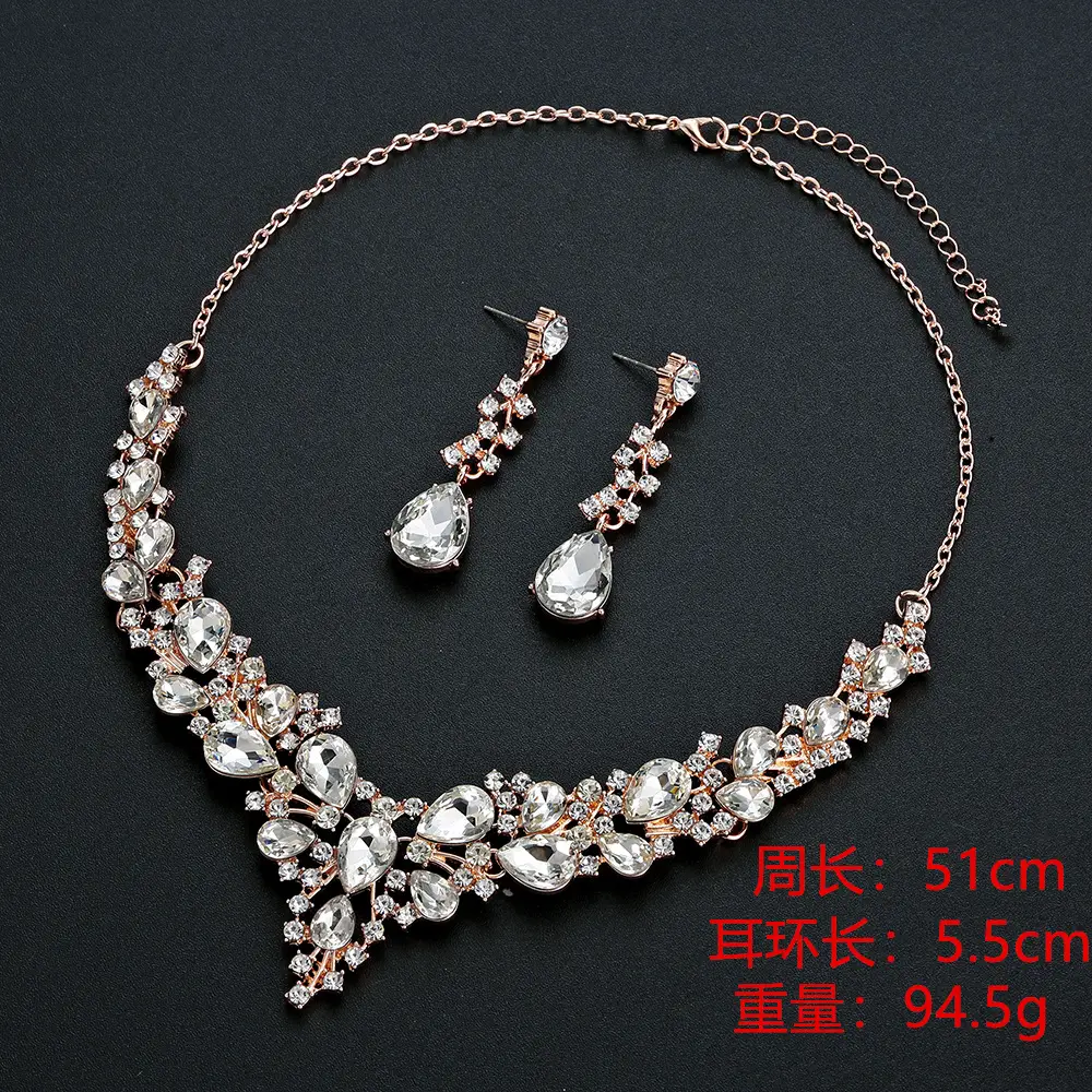 Luxury Bridal Necklace Set with Water Drop Diamonds 51cm - Image 10