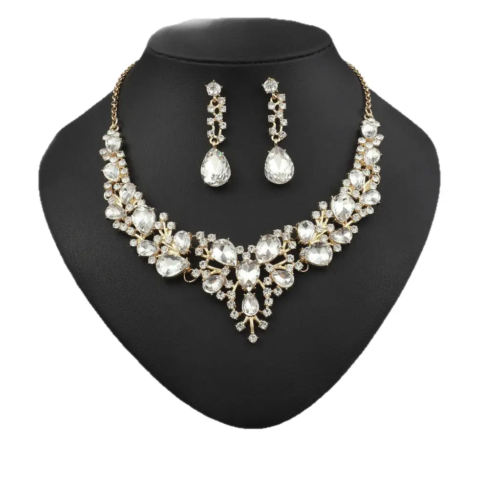 Luxury Bridal Necklace Set with Water Drop Diamonds 51cm - Image 12