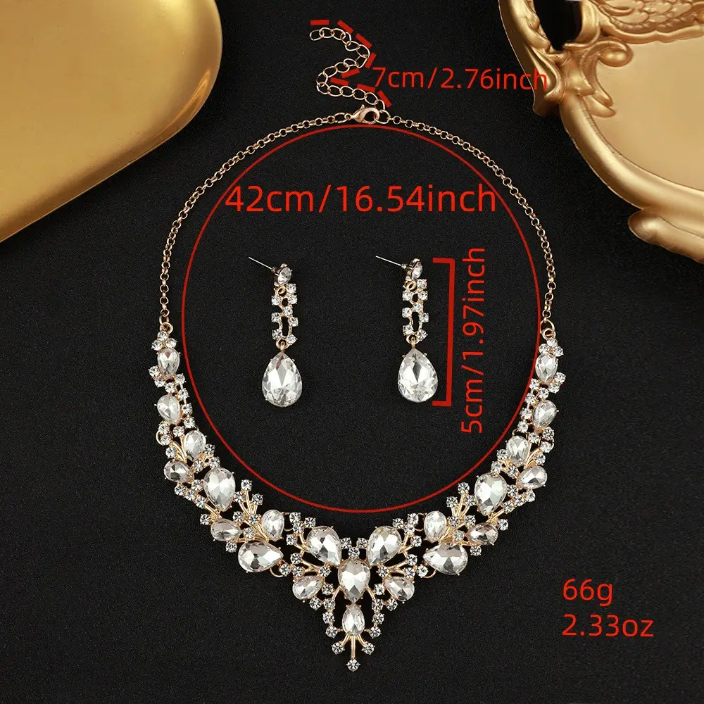 Luxury Bridal Necklace Set with Water Drop Diamonds 51cm — feature 3