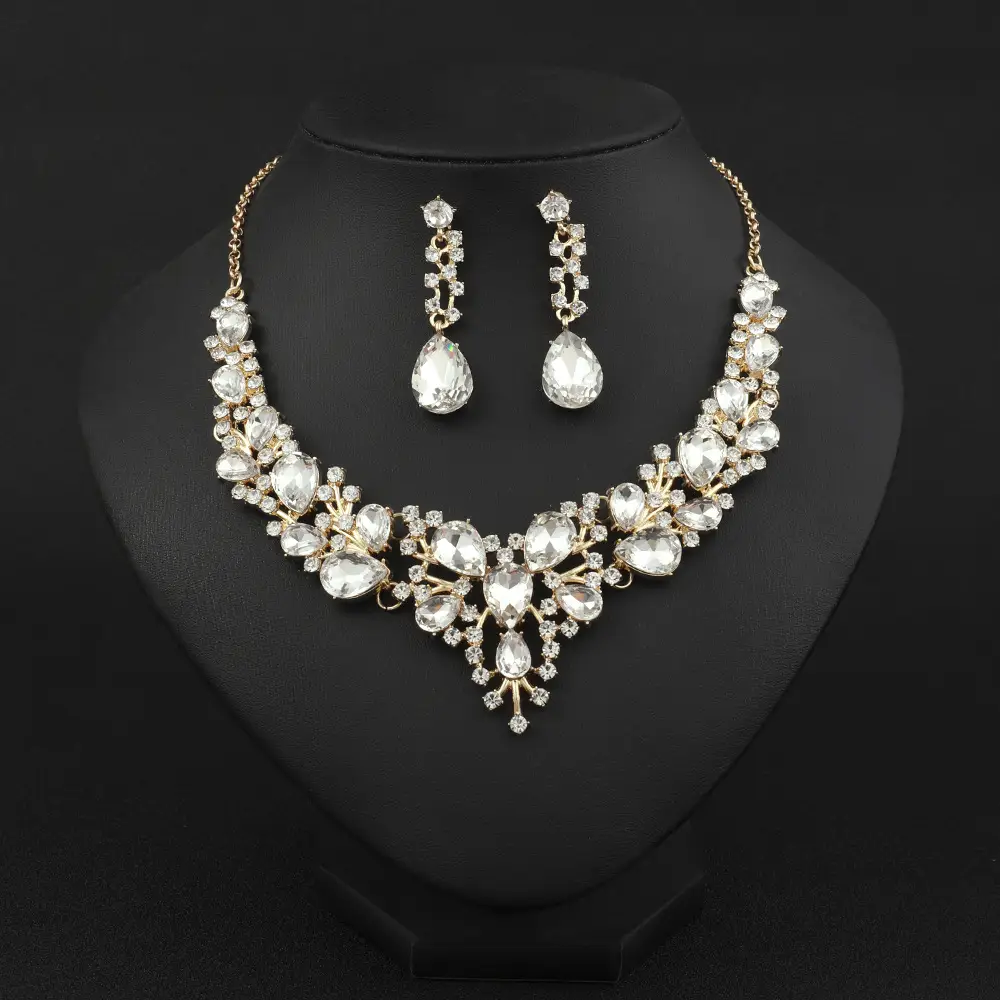 Luxury Bridal Necklace Set with Water Drop Diamonds 51cm — feature 8