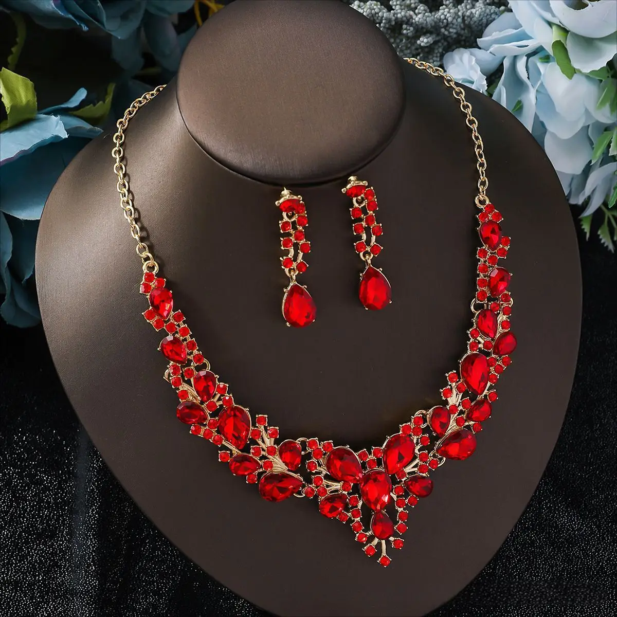 Luxury Bridal Necklace Set with Water Drop Diamonds 51cm - Image 6
