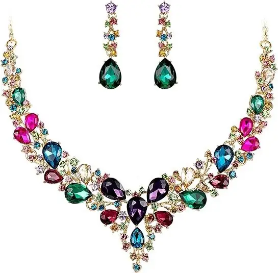 Luxury Bridal Necklace Set with Water Drop Diamonds 51cm - Image 7