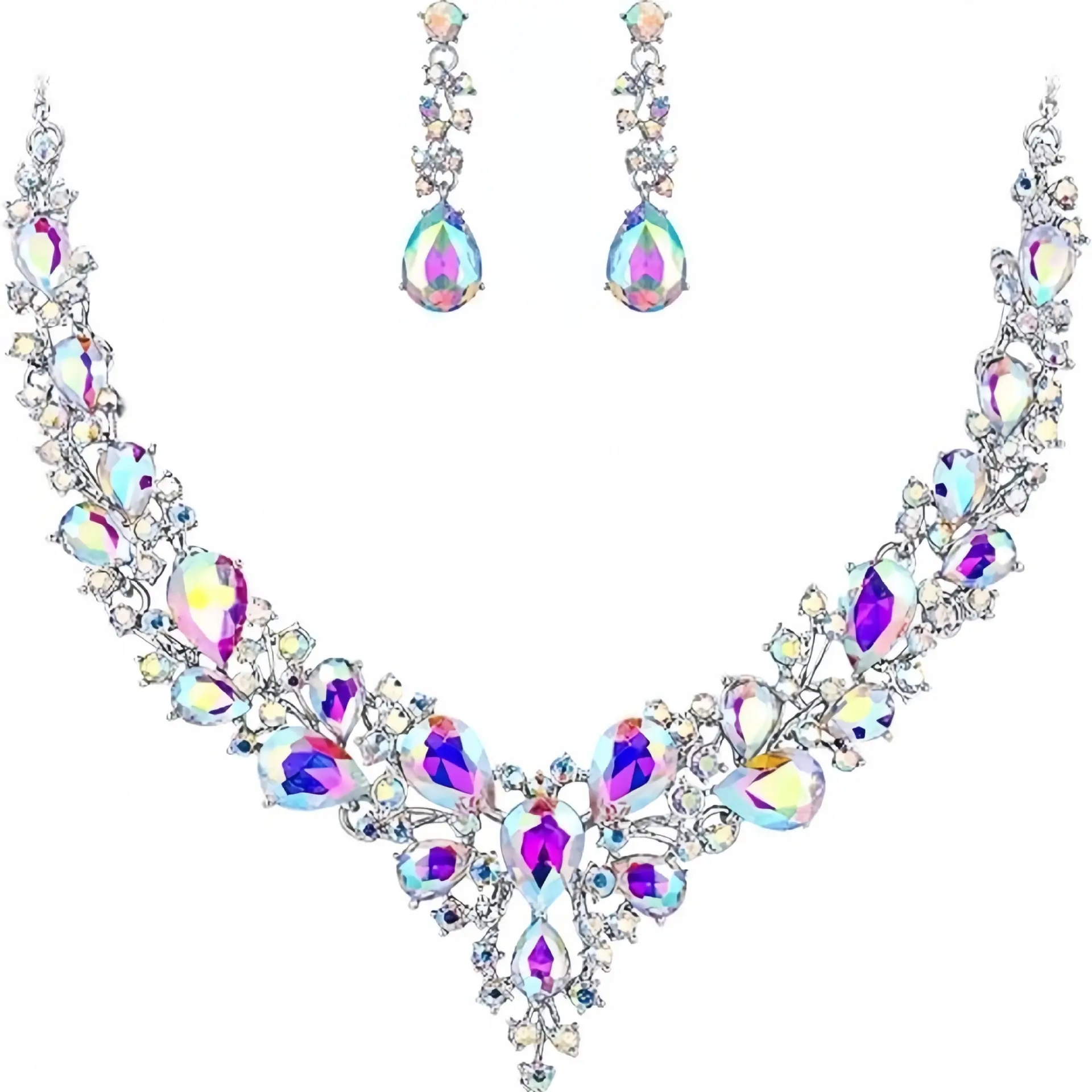 Luxury Bridal Necklace Set with Water Drop Diamonds 51cm - Image 8