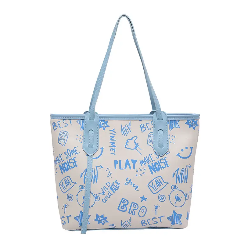Large Capacity Blue Graphic Tote Bag for Women - Image 9