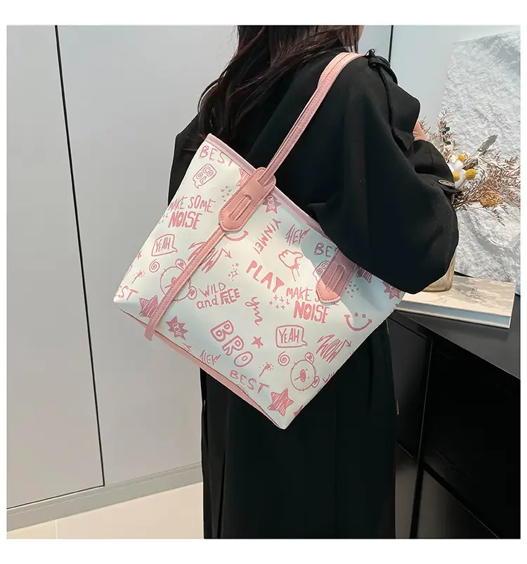 Large Capacity Blue Graphic Tote Bag for Women — feature 10