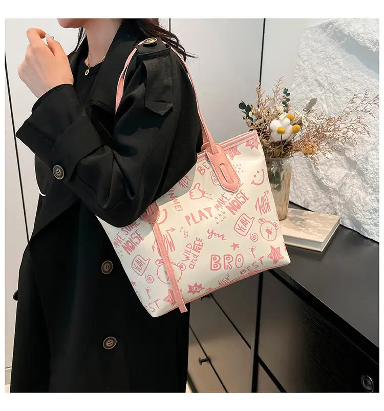 Large Capacity Blue Graphic Tote Bag for Women — feature 11