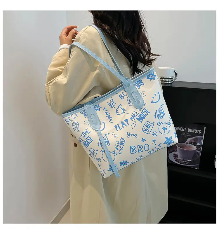 Large Capacity Blue Graphic Tote Bag for Women — feature 13