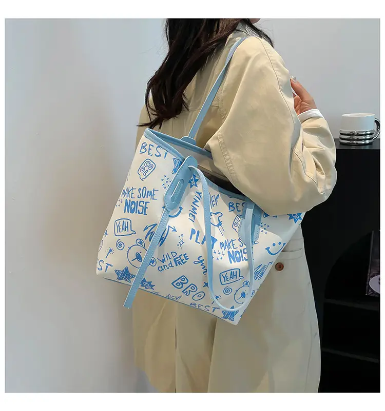 Large Capacity Blue Graphic Tote Bag for Women — feature 15
