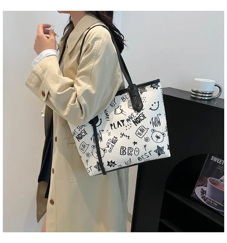 Large Capacity Blue Graphic Tote Bag for Women — feature 16