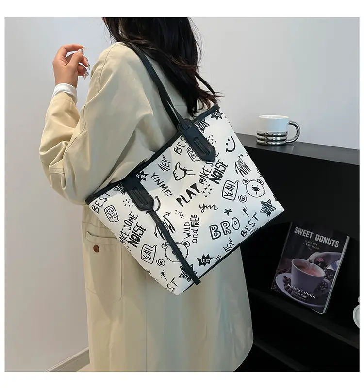 Large Capacity Blue Graphic Tote Bag for Women — feature 18