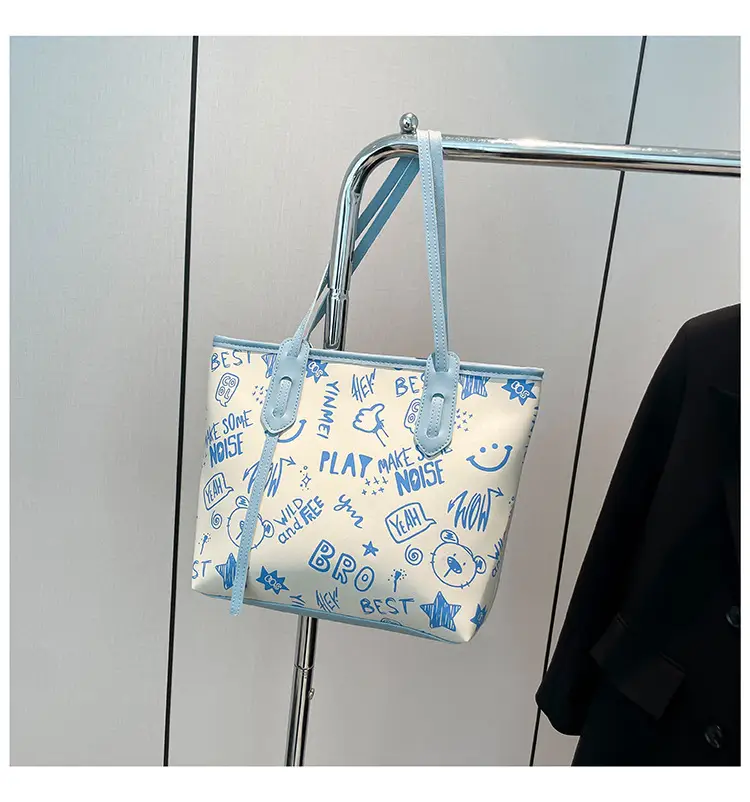 Large Capacity Blue Graphic Tote Bag for Women — feature 19