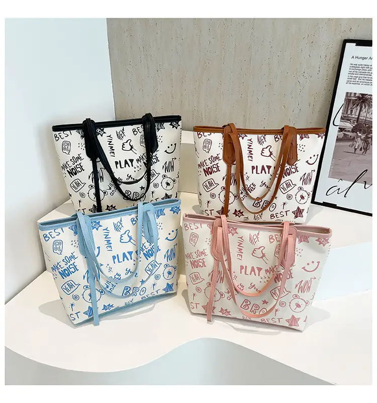 Large Capacity Blue Graphic Tote Bag for Women — feature 23
