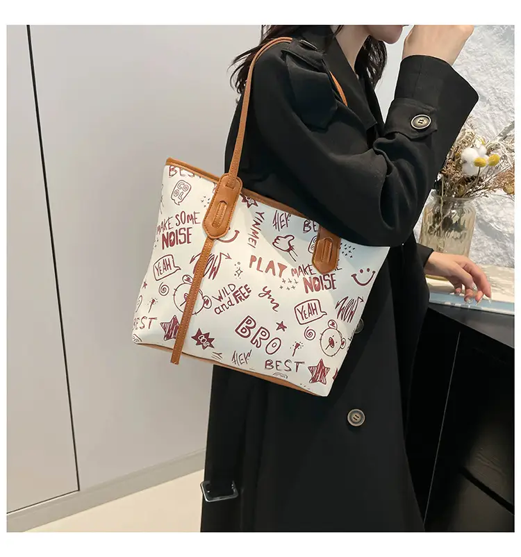 Large Capacity Blue Graphic Tote Bag for Women — feature 7