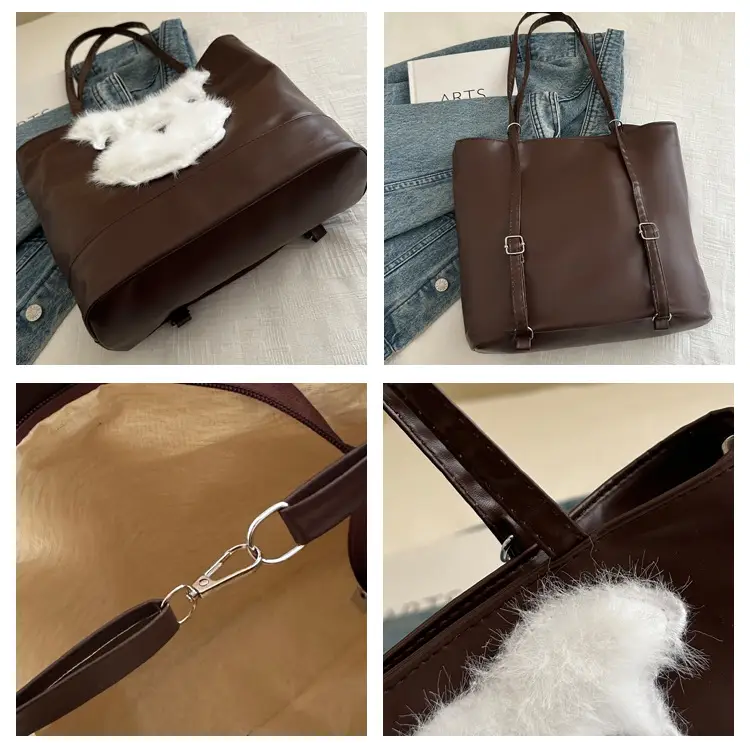 Cute Bear Face Shoulder Bag for Women Cream — feature 8