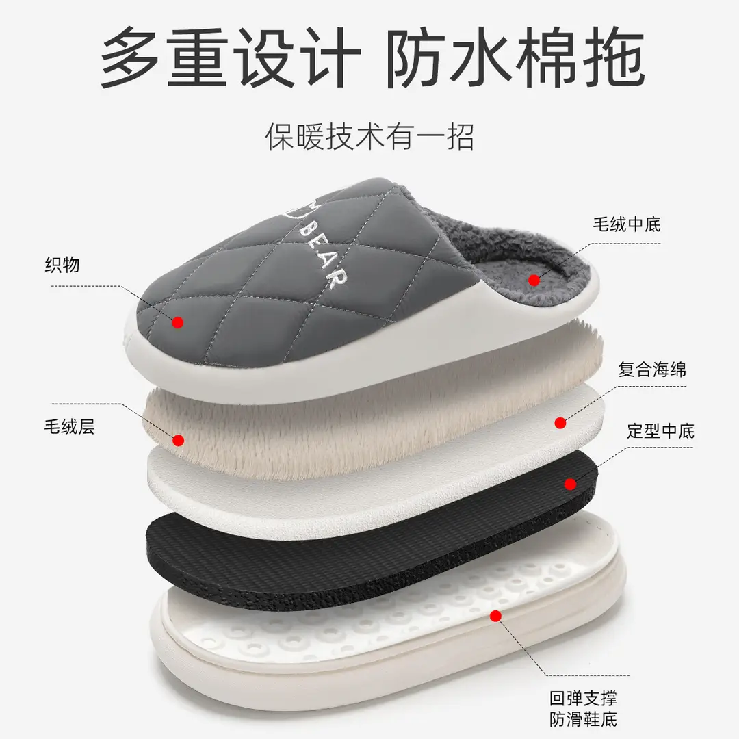 Waterproof Cotton Slippers for Men, Autumn and Winter 2026 New Style, Indoor Home Thick-Soled Non-Slip Cotton Slippers for Women, Suitable for Outdoor Wear - Image 7