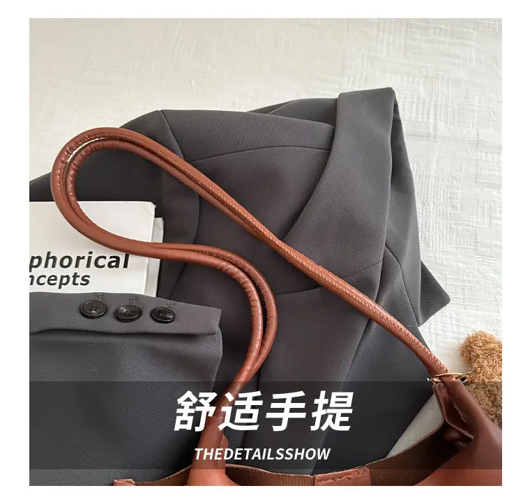 Brown One-Shoulder Women's Tote Bag with Tassel — feature 6