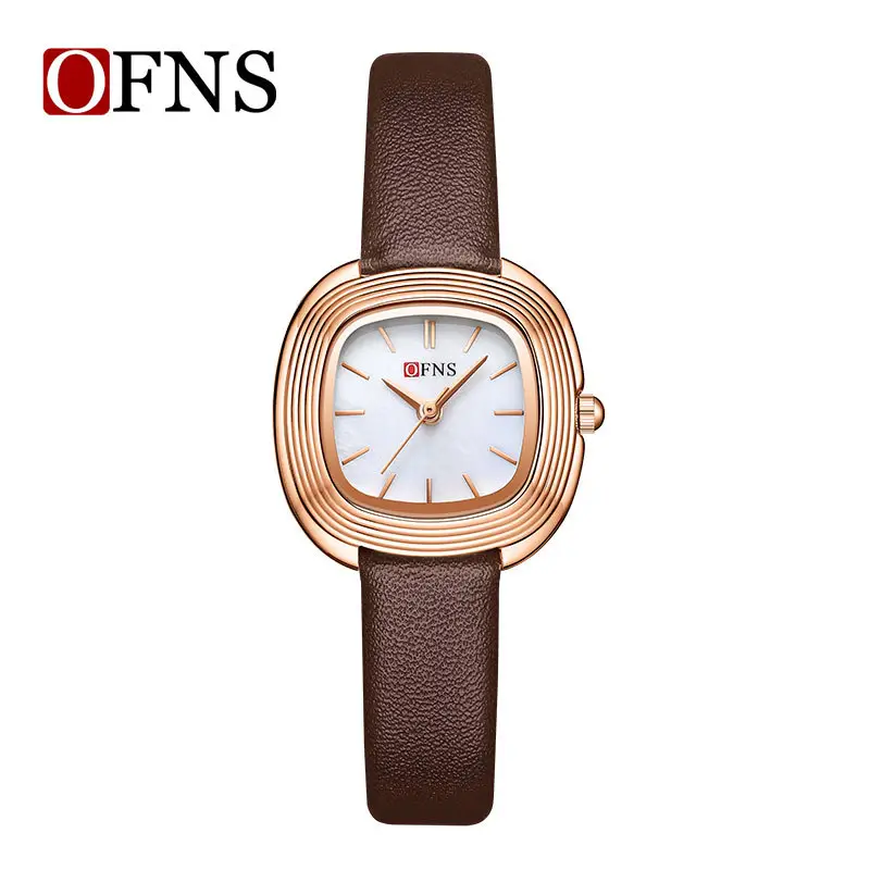 O'Fani Women's Square Dial Quartz Watch Black Leather Strap