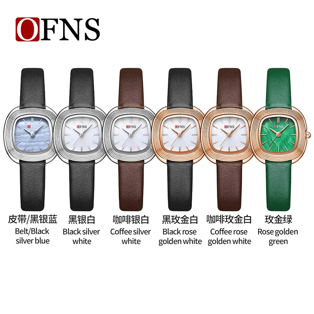 O'Fani Women's Square Dial Quartz Watch Black Leather Strap