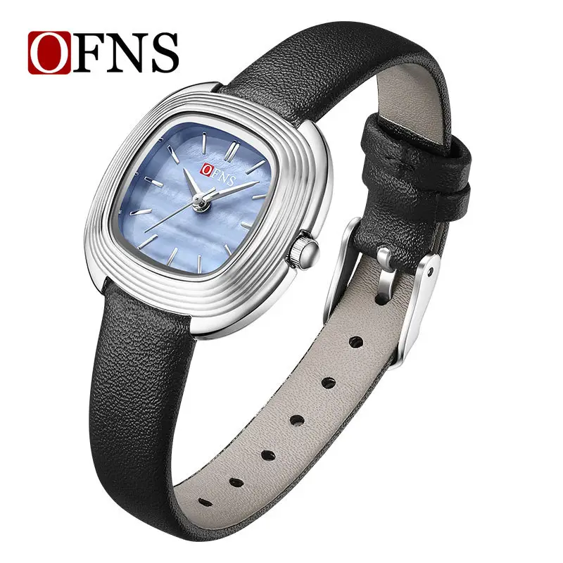 O'Fani Women's Square Dial Quartz Watch Black Leather Strap