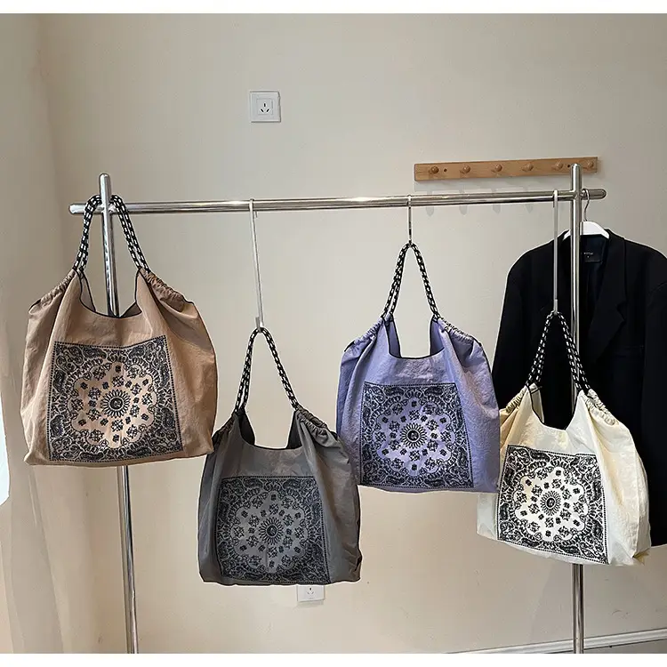 Retro Embroidered Nylon Tote Bag Women Large Capacity — feature 20