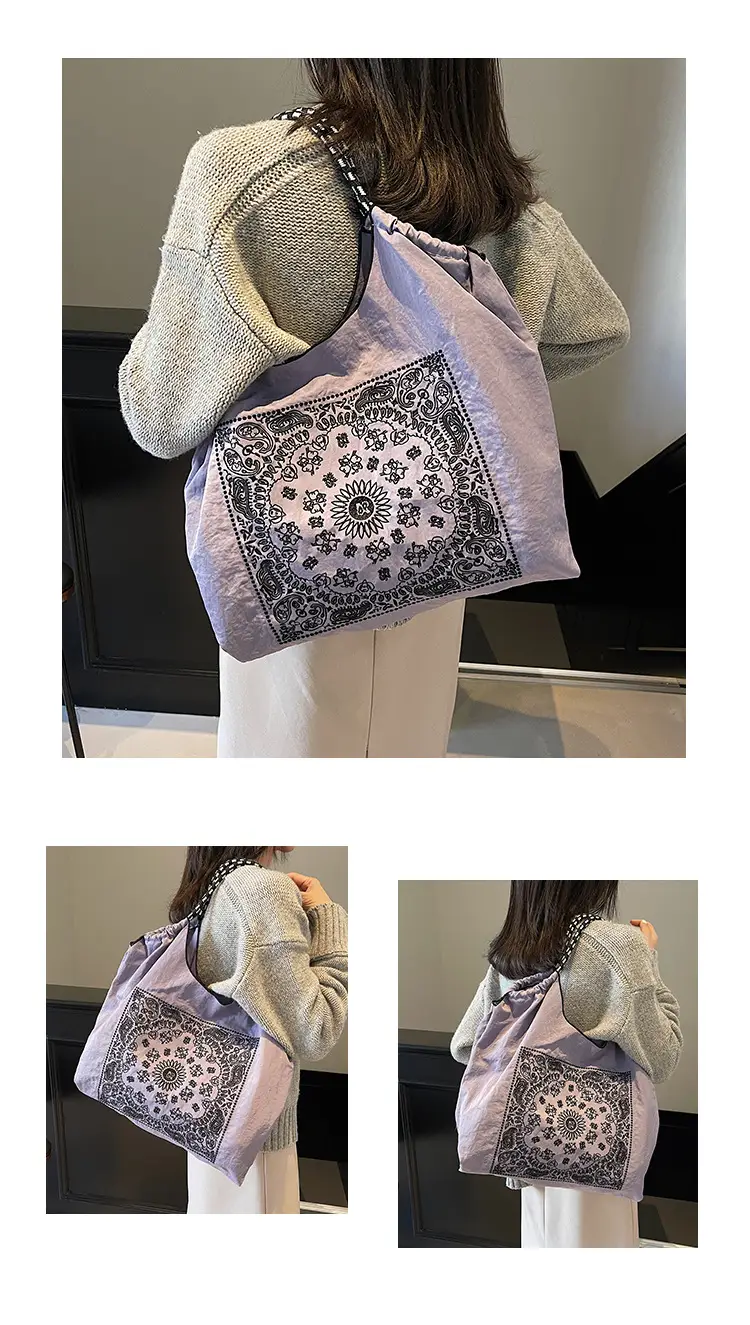 Retro Embroidered Nylon Tote Bag Women Large Capacity — feature 6