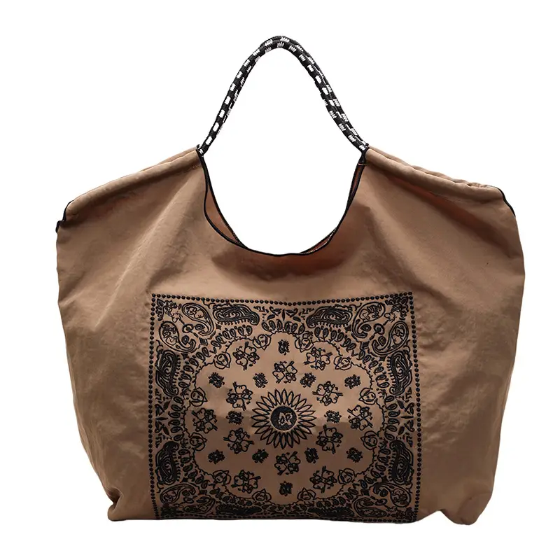 Retro Embroidered Nylon Tote Bag Women Large Capacity - Image 2