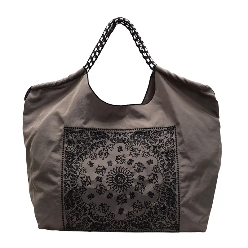 Retro Embroidered Nylon Tote Bag Women Large Capacity - Image 4