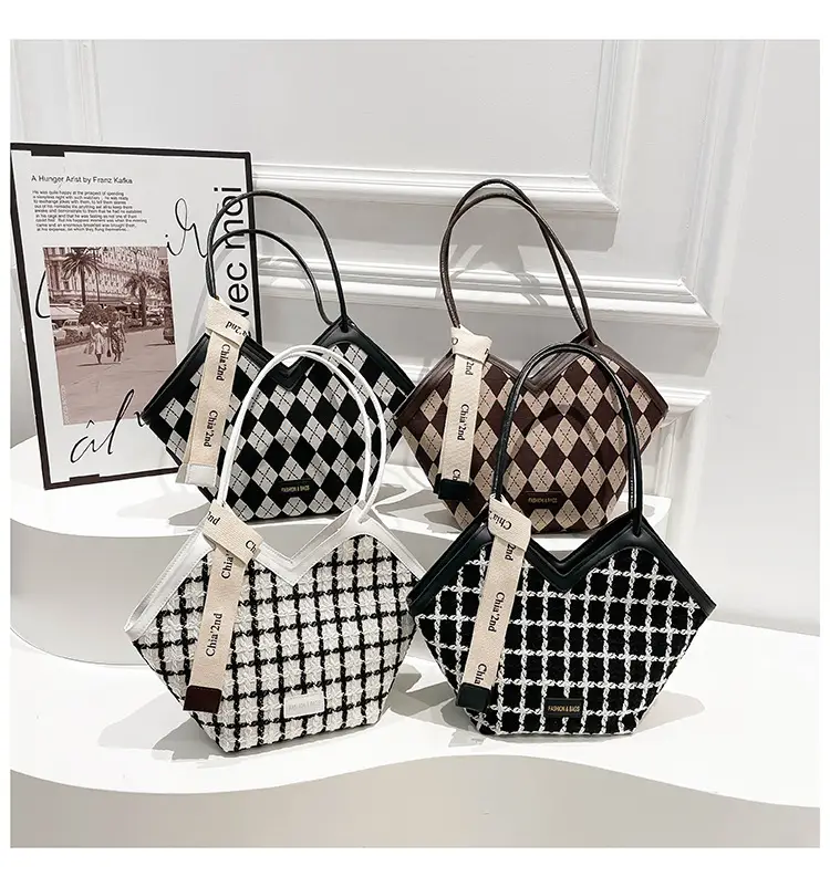 Niche Checkered Shoulder Bag Women 2024 Large Capacity — feature 26