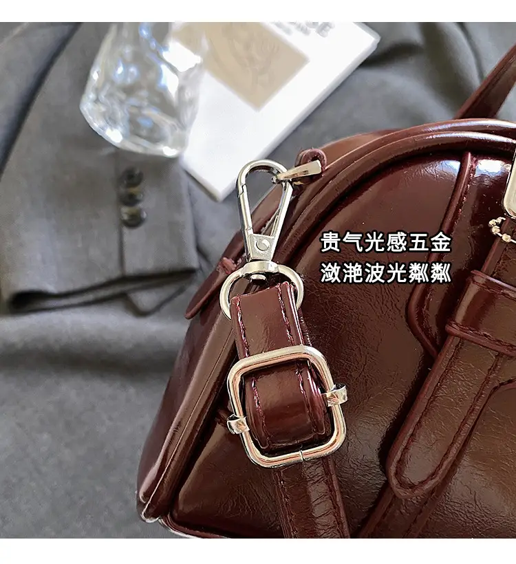 Women's Black Retro Crossbody Bag with Cute Bear Pendant — feature 4
