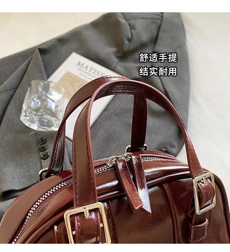 Women's Black Retro Crossbody Bag with Cute Bear Pendant — feature 6