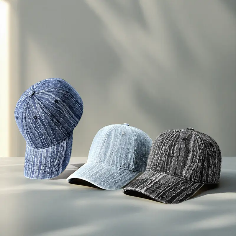 Men Gray Striped Baseball Cap Sun Hat - Image 4
