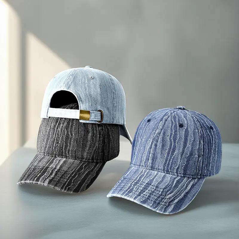 Men Gray Striped Baseball Cap Sun Hat - Image 5