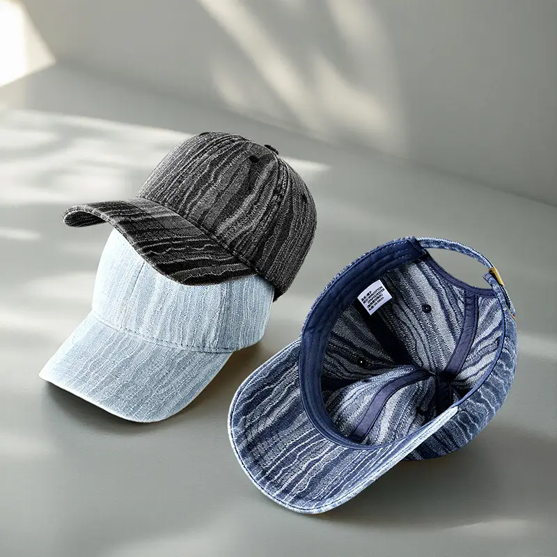 Men Gray Striped Baseball Cap Sun Hat - Image 6