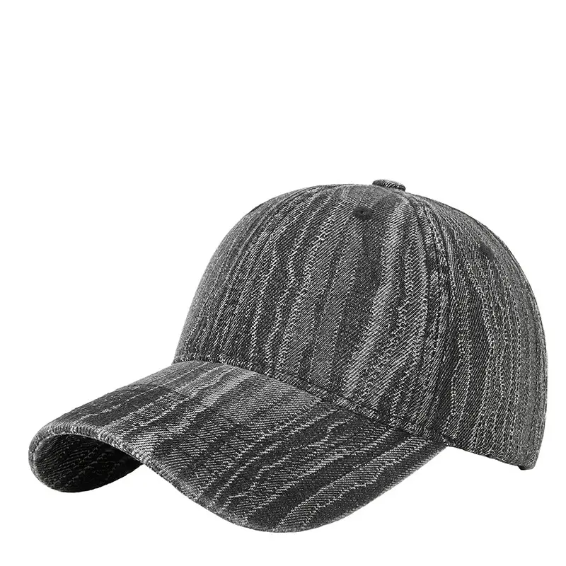 Men Gray Striped Baseball Cap Sun Hat - Image 7