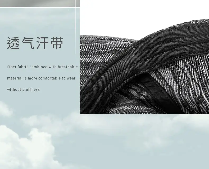Men Gray Striped Baseball Cap Sun Hat — feature 11