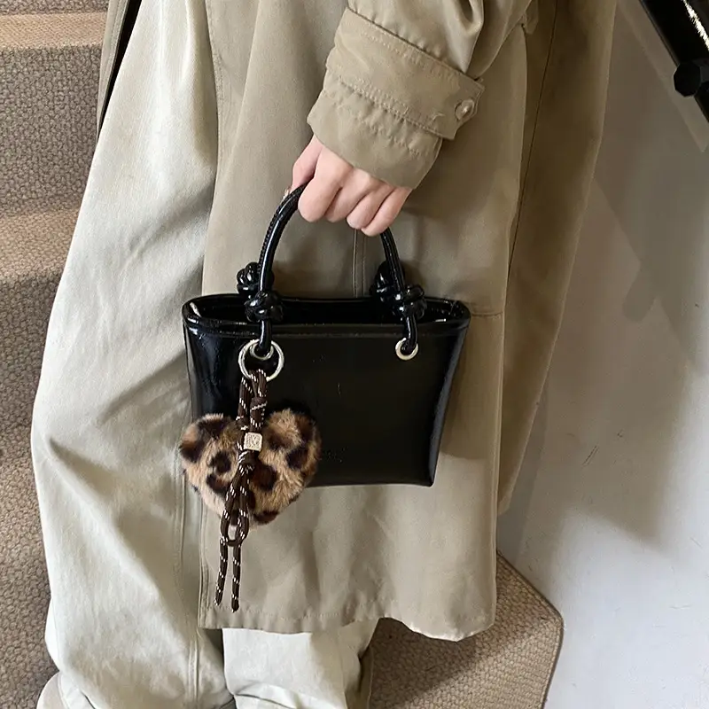 Black Croc Texture Shoulder Bag for Women - Image 8