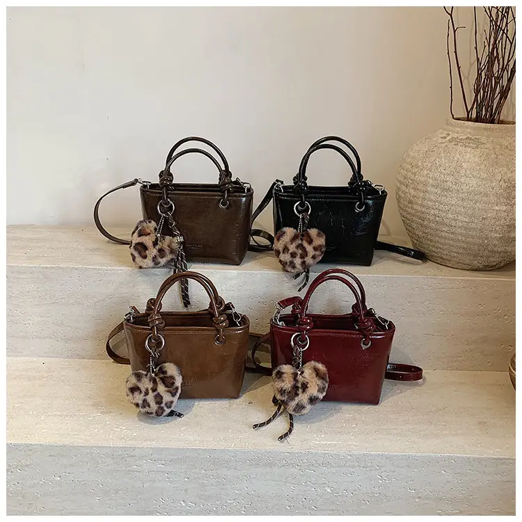 Black Croc Texture Shoulder Bag for Women — feature 24