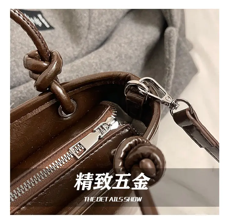 Black Croc Texture Shoulder Bag for Women — feature 3