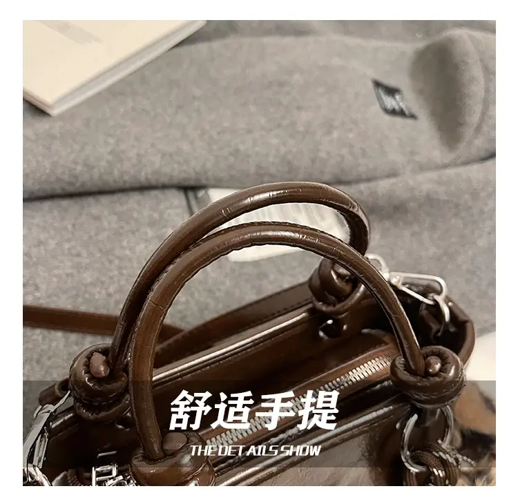 Black Croc Texture Shoulder Bag for Women — feature 5