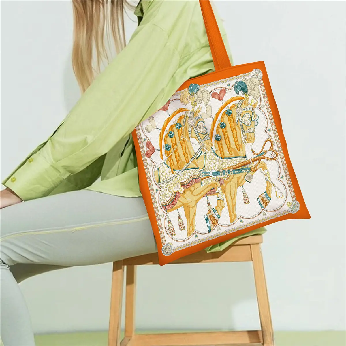 Korean Style Love Sweet Saddles Canvas Bag Large Capacity - Image 5