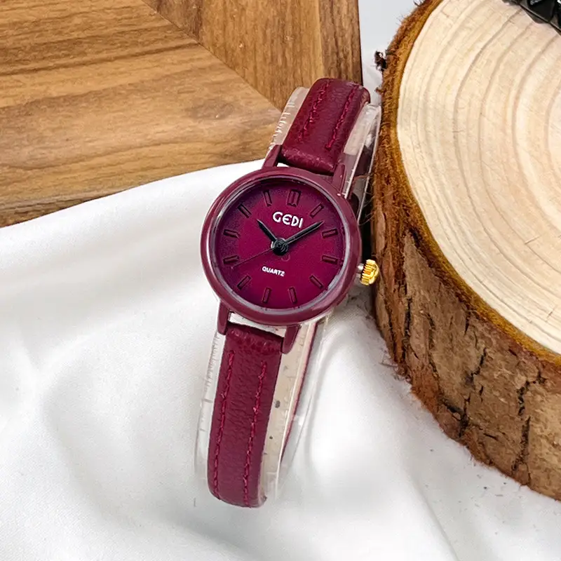 Goldie Women's Red Leather Band Quartz Watch