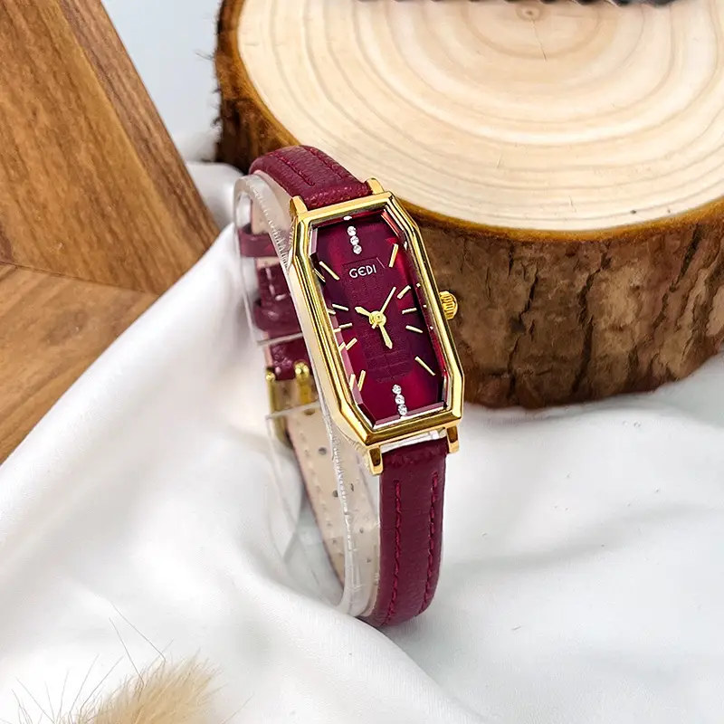 Goldie Women's Red Leather Band Quartz Watch