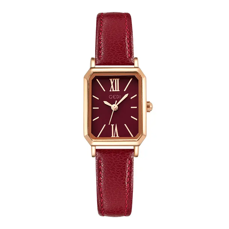 Goldie Women's Red Leather Band Quartz Watch