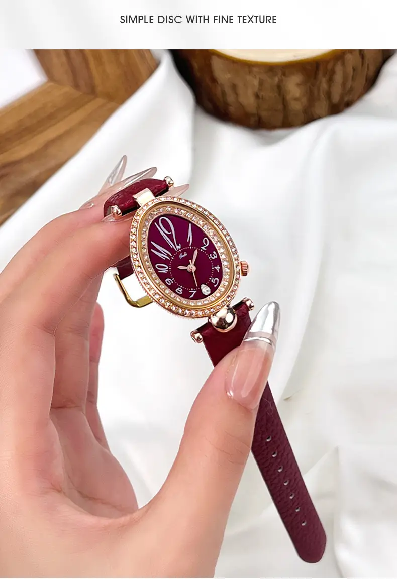 Goldie Women's Red Leather Band Quartz Watch — feature 4