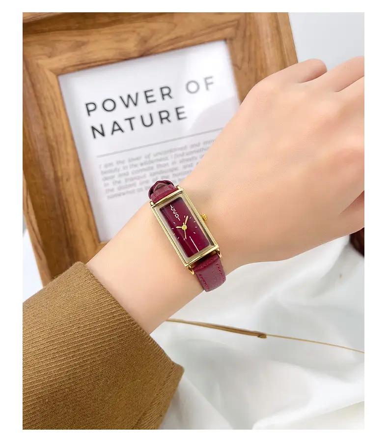 Goldie Women's Red Leather Band Quartz Watch — feature 8